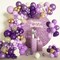 150Pcs Purple Balloons Garland Arch Kit, Light Pastel Purple Gold White Balloons Confetti Latex Metallic Balloons for Women Birthday Baby Shower Wedding Party Decorations Supplies